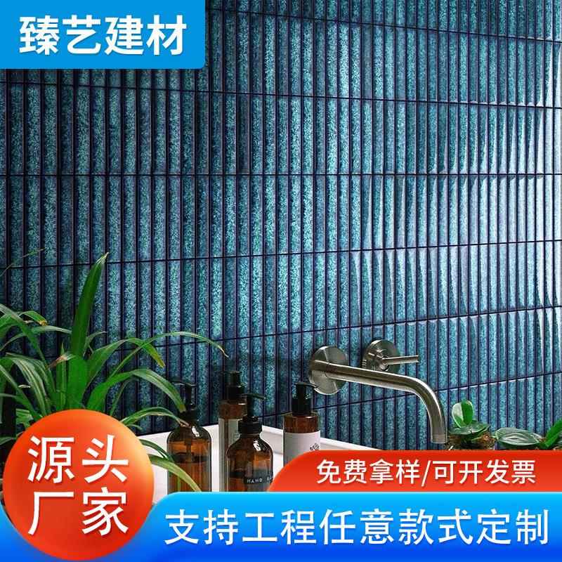 窑变艺术小长条马赛克渐变色长条筷子砖民宿奶茶连锁洗手间背景墙