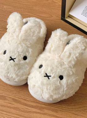 爱小白兔子棉拖女居家棉拖鞋女加绒棉拖鞋男保暖鞋月子鞋包头拖