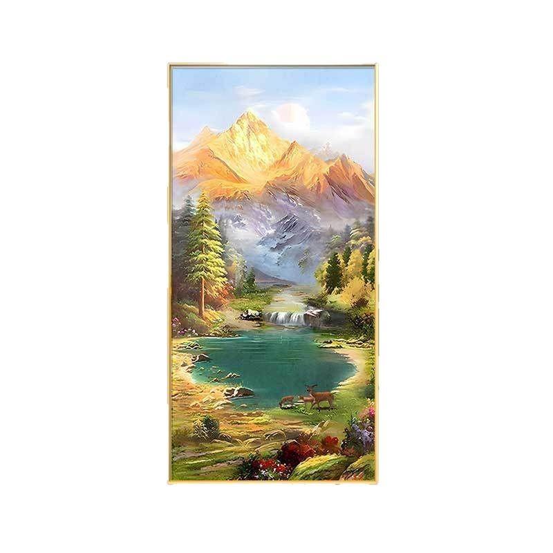 日照金山挂画玄关画油画聚宝山水画高级感风景走廊过道装饰正对门