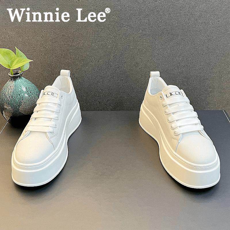 Winnie Lee白色板鞋厚底增高时尚休闲鞋2025新款小众男鞋个性百搭