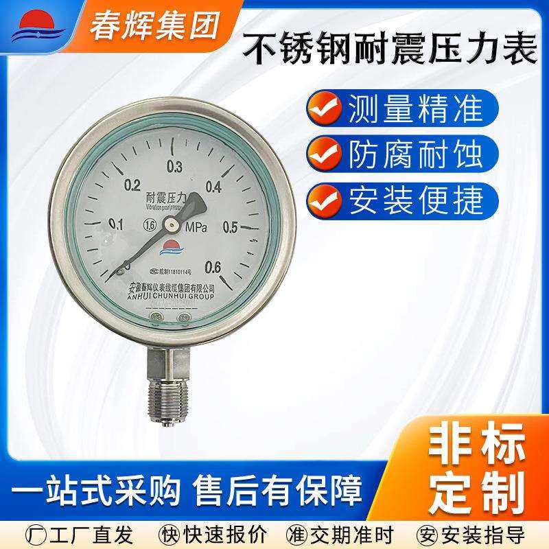 不锈钢耐震压力表气压水压油压液压真空表径向防震高精度耐震