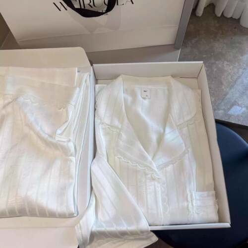 睡衣长袖女款2026新款春秋季冰缎薄款简约镂空蕾家居服套装1005d