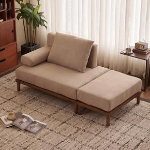 中古风实木沙发小户型双人三人位客厅组合无扶手覆古风布艺小沙发