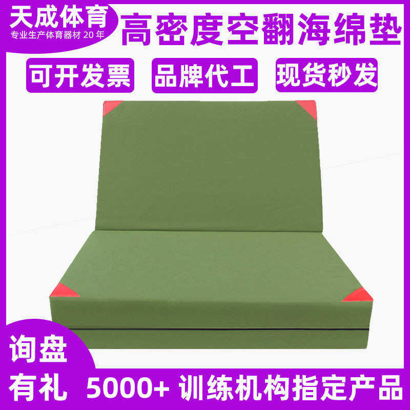 跳高垫体育训练防摔垫折叠体操垫空翻垫子加厚两折攀岩帆布海绵包