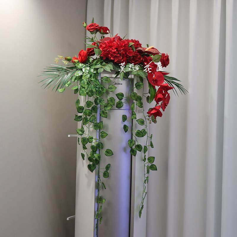 圆柱立式空调柜机上的摆花冰箱上装饰假花仿真花摆设餐厅桌花摆件