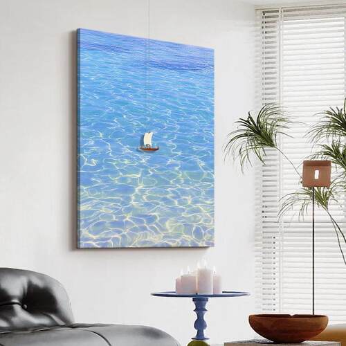 极简小船装饰画一帆风顺玄关入户门客厅挂画简约沙发背景墙装饰画