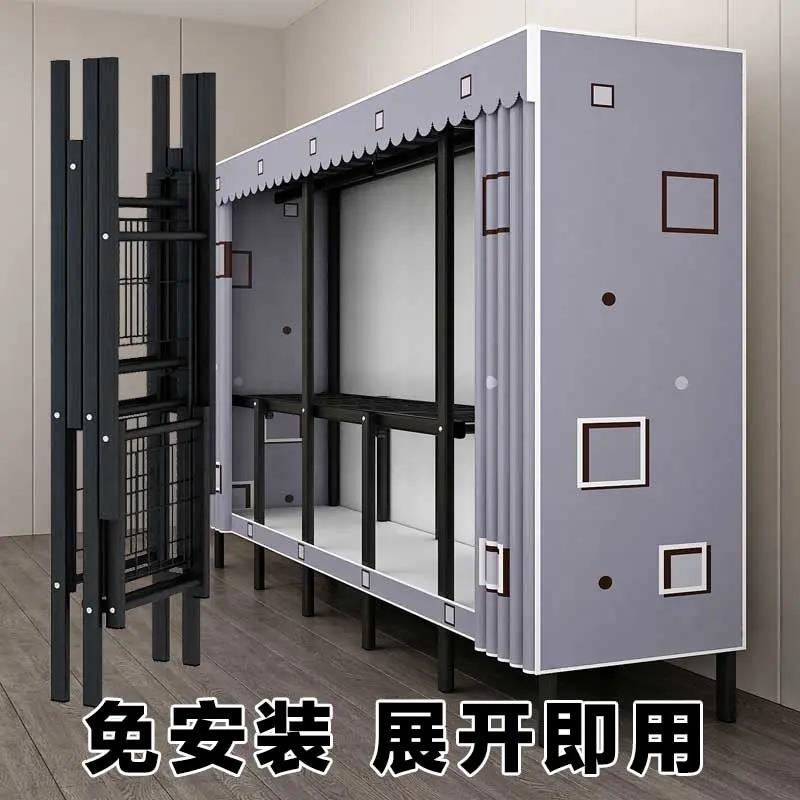 家用卧室全钢架不锈钢制立柱式金属衣柜一体式免安装新型框架骨架
