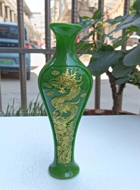 厂家夜光花瓶龙凤摆件树脂绿夜光鎏金花瓶摆设工艺品