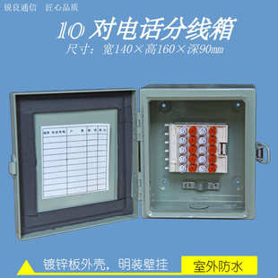 锐良室外壁挂式电话分线箱防水明装交接盒双面旋卡10对电话配线箱
