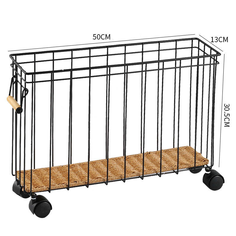 夹缝茶几缝隙编织置形杂志铁艺带边窄物筐篮客厅轮子长条