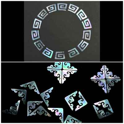 云雷纹云纹回纹边框纹螺钿片大漆螺钿贝母片漆器漆画漆艺镶嵌材料