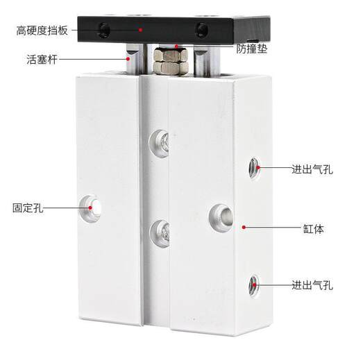 气缸气动长行程小型加长型大推力TN25双柱双轴TN32扁双出双杆汽缸