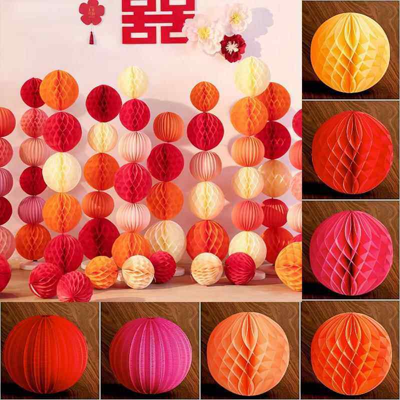 希彩蜂窝球婚房布置套装结婚女方卧室新房装饰客厅纸灯笼挂饰悬吊