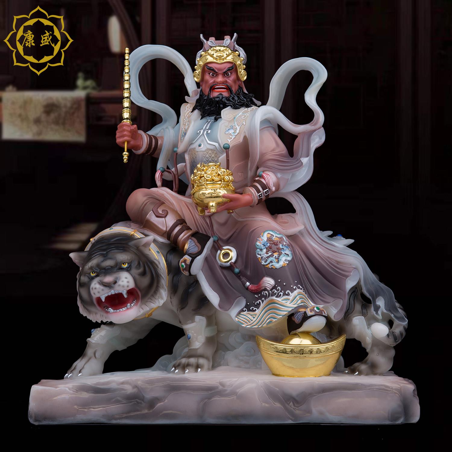 武财神赵公明神像汉白玉五路财神佛像赵元帅像工艺品摆饰家用摆件