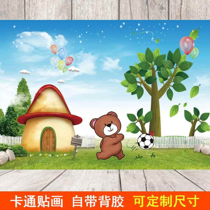 卡通人物墙纸贴画自粘墙贴儿童房卧室背景装饰壁画动漫可爱贴纸