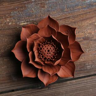 高档潮州汝河质非物化遗产纯手工朱莲香瓷座香文炉陶花饰