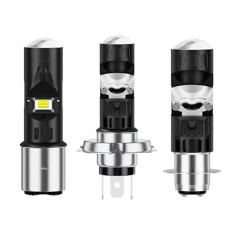 电动车摩托车led大灯强光三轮车透镜三爪H4前灯泡双爪超亮12v-80v
