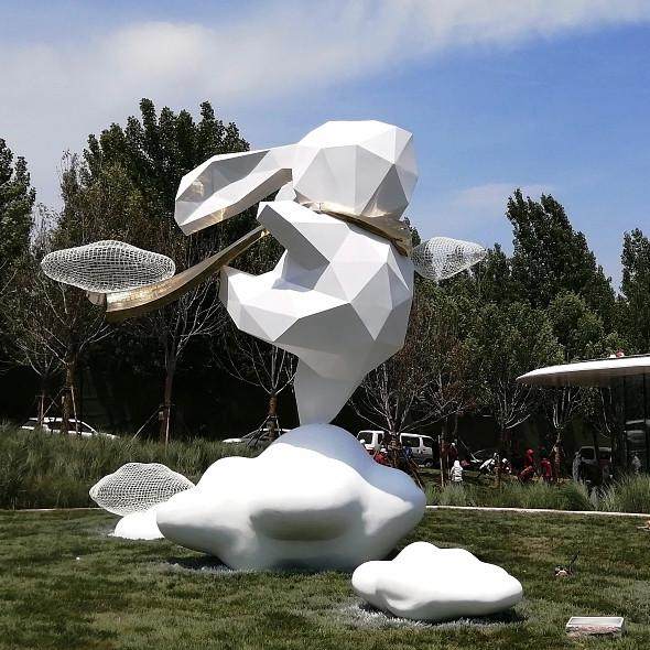 玻璃钢几何兔子雕塑户外房地产园林景观大型装饰云朵大兔子摆件,家居饰品,装饰摆件,淘宝优惠券,粉丝福利购,淘宝优惠卷