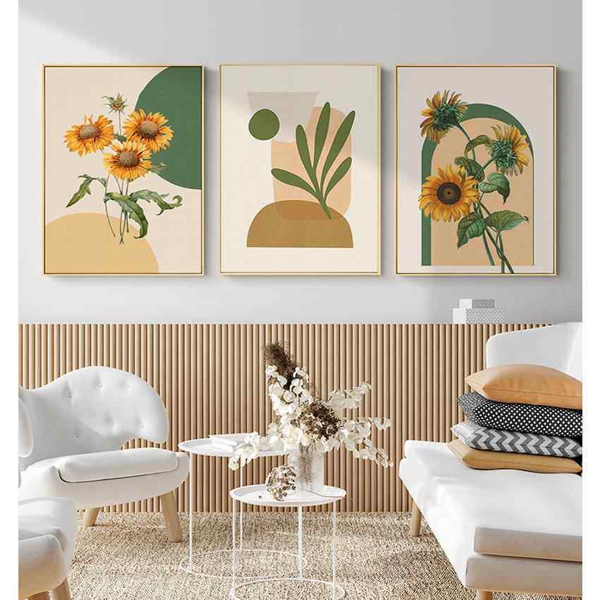 温馨家居装饰画高清艺术画单幅向日葵酒店现代家居金色外框喷绘画