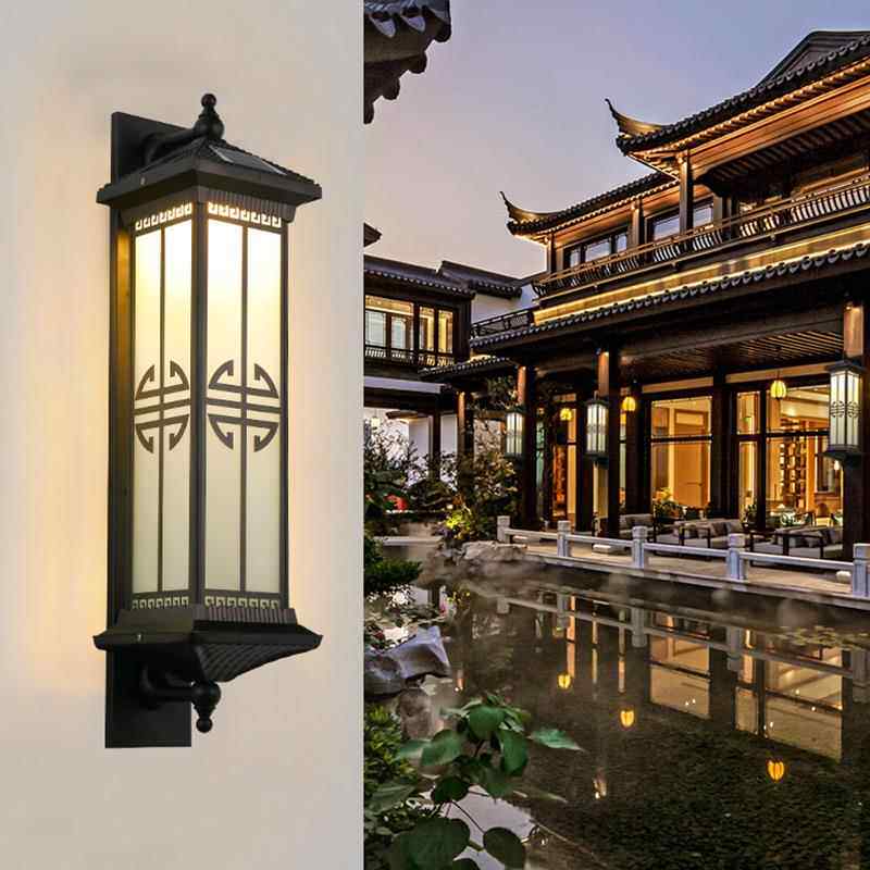 太阳墅能中式壁灯户外庭院门灯灯花园围墙门中式壁灯柱别门前大露