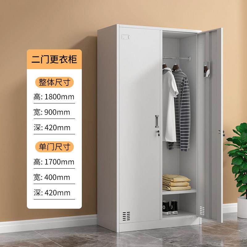 更衣柜员工柜宿舍铁皮收纳柜二门健身房浴室衣柜工厂车间鞋柜碗盘