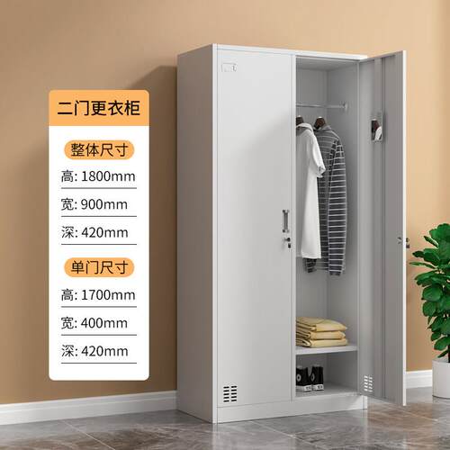 更衣柜员工柜宿舍铁皮收纳柜二门健身房浴室衣柜工厂车间鞋柜碗盘