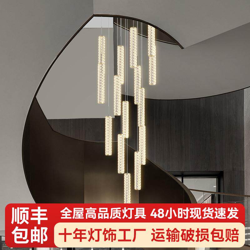 楼梯吊灯客厅灯复式别墅旋转长线吊顶LED现代简约楼中楼创意吊灯