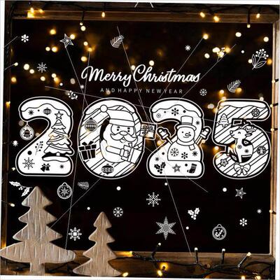Christmas elk static white snow sticker window sticker