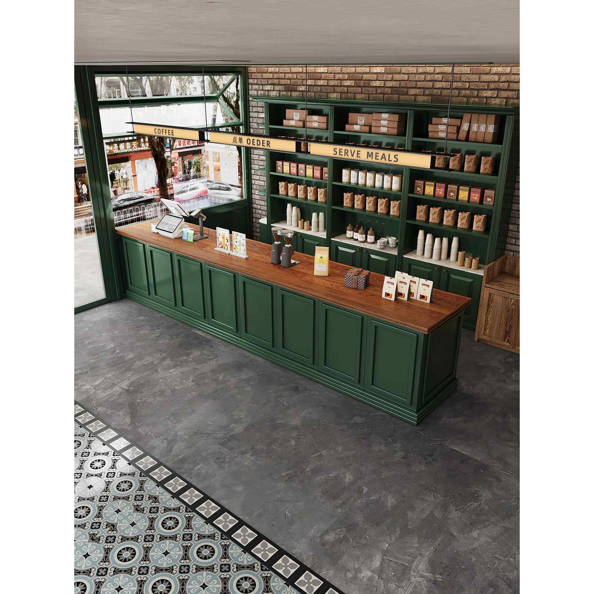 齐家覆古咖啡吧台西餐厅前台烘焙奶茶店收银台接待台网红打卡定制