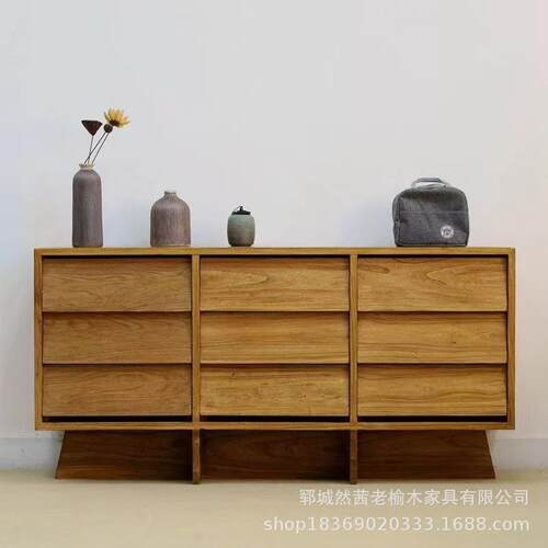 新中式老榆木餐边柜进门玄关收纳斗柜实木多层鞋柜酒店碗碟储物柜