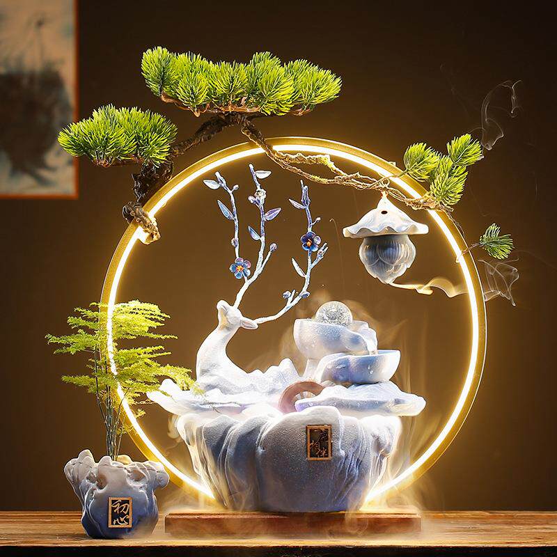 新款直销创意中式招财流水喷泉摆件办公室客厅桌面乔迁开业礼品摆