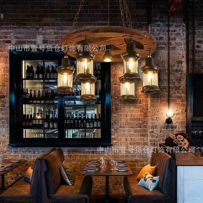 新款直销复古工业风吊灯美式漫咖啡餐厅酒吧吧台美发店LOFT创意个