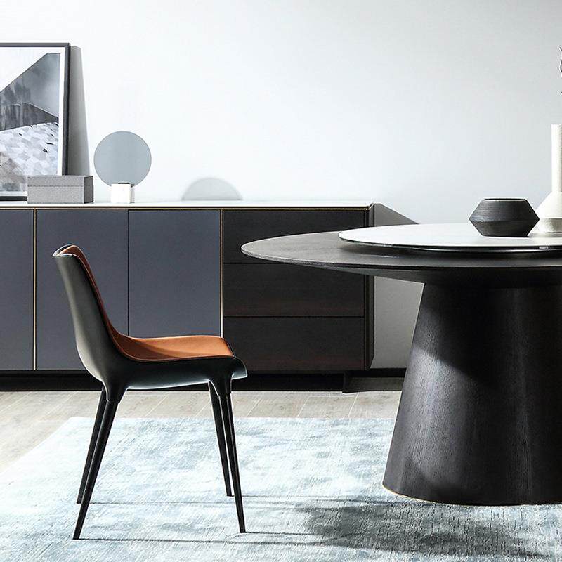 北欧现代时尚单椅简约家用餐椅创意设计师靠背皮艺椅咖啡厅轻奢凳