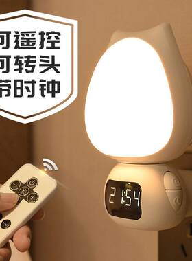 遥控插电式小夜灯带时钟定时开关调光可充电关闭插座卧室睡觉台灯