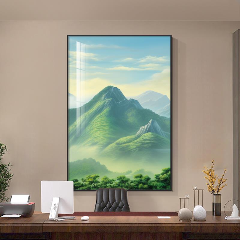 背有靠山总经理老板办公室装饰画青山图有山无水画公司背景墙挂画