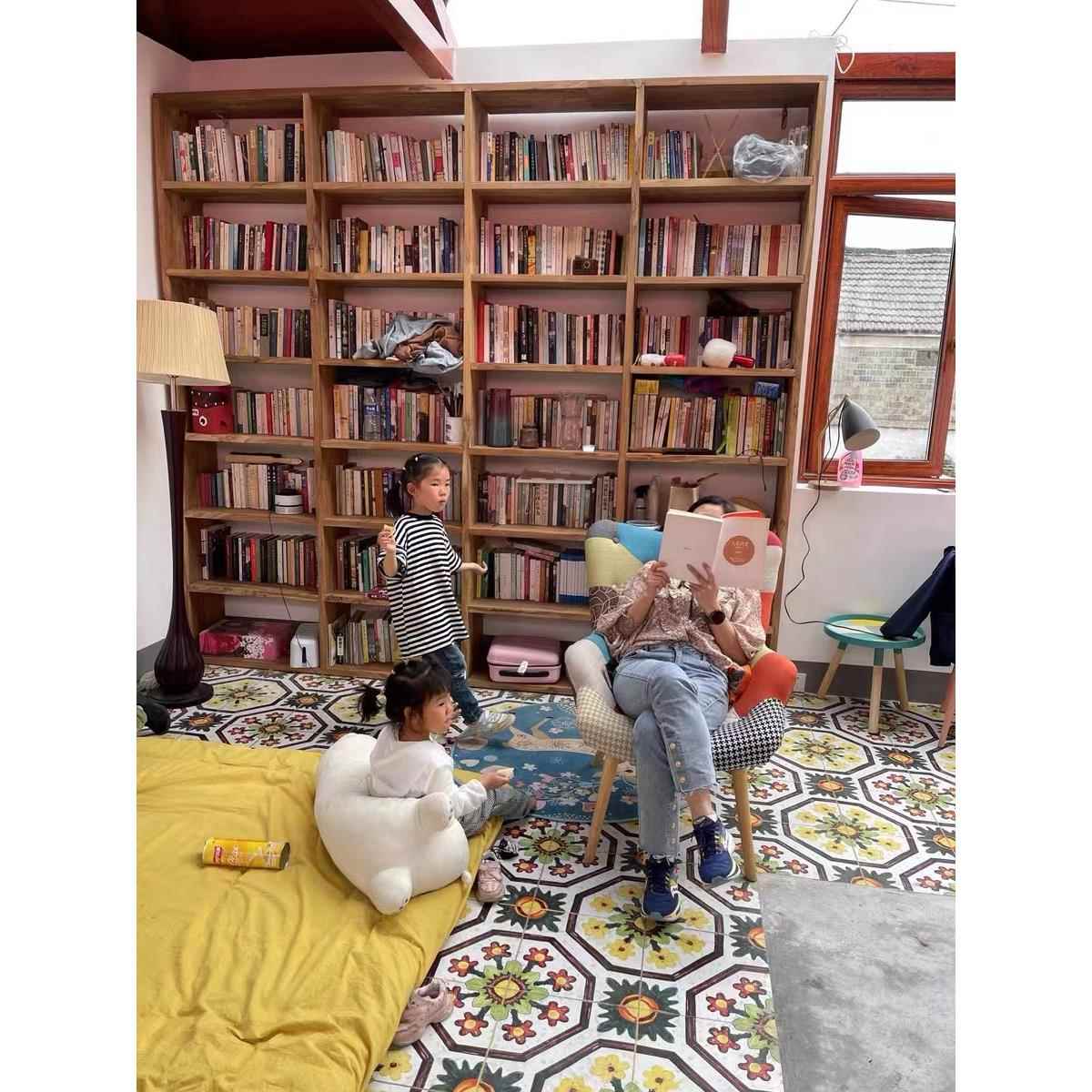 原木架老榆LSK木整订墙格子架可书隔断客厅实木纳书柜可订满墙收