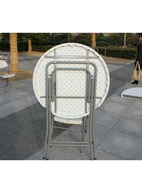 吹塑休吧闲圆Y81桌8c直径便携圆形桌吹塑m白色桌0面高脚圆桌