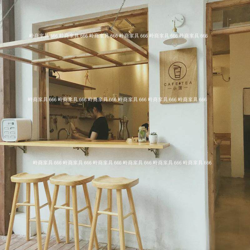 酒吧收银台复古岛台高椅子实木吧凳咖啡厅奶茶店前台高脚椅商用椅