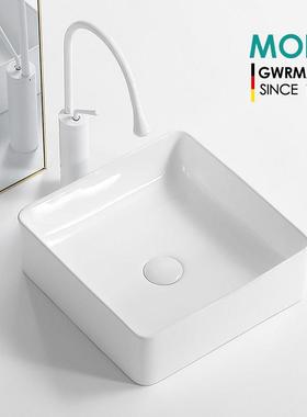 MOER正方形台上盆艺术盆面盆洗脸盆台面卫生间家用阳台小户型卫浴