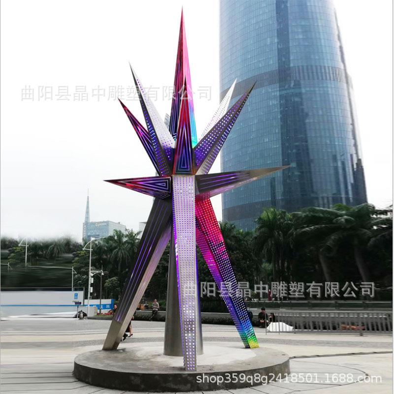 金属不锈钢景观雕塑商场地产户外几何抽象艺术落地摆件立体镂空