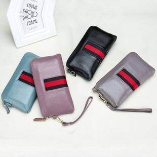 Fashion Genuine Leather Women Clutches Bags Lady Zipper Hand