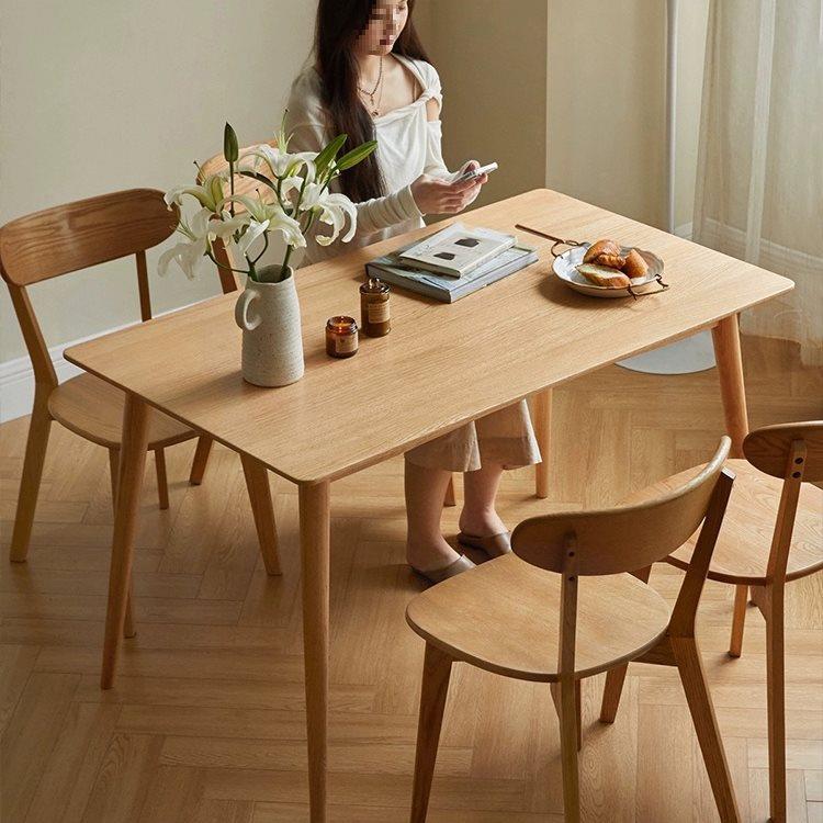 北欧全实木长方形餐桌家用原木风日式吃饭小户型现代办公喝茶桌子