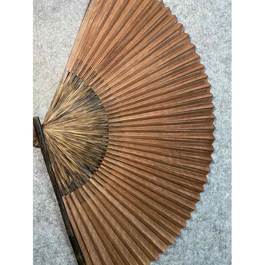 传统工艺非遗柿染全棕竹纯手工折扇柿染扇面9寸40方