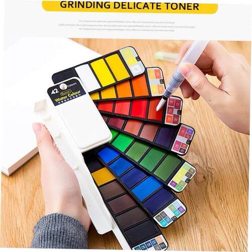 42 Solid Watercolor Paint Set With Water Brush Pen Foldable1