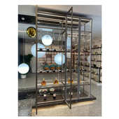 红酒展示柜玻璃铁架展示柜货架 烤漆靠墙透明展示柜陈列展台货柜