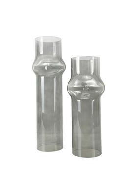 现代简约欧式茶色灰色玻璃管圆柱花器花瓶摆件样板房售楼处饰品