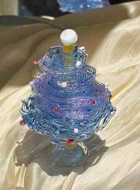 淄博琉璃圣诞树摆件纯手工烧玻璃家居桌面装饰品创意圣诞节小礼物