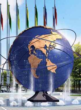 外贸原单雕塑不锈钢球体城市地球雕塑厂家深化设计