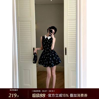 BarbChill「彼得潘花裙」碎花连衣裙背心裙女夏季miu系千金公主裙
