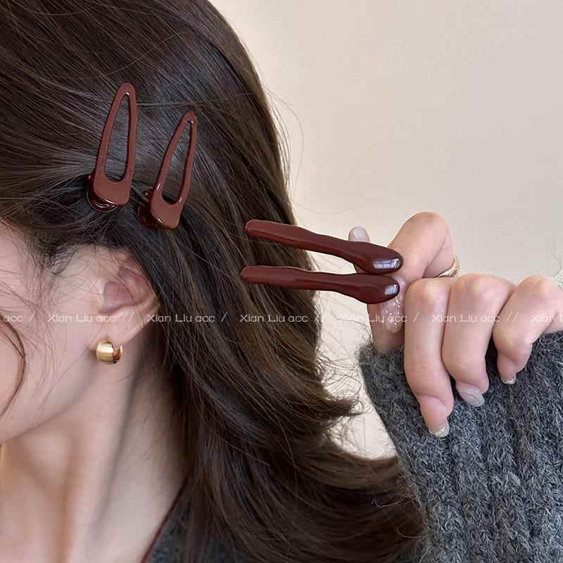 秋冬安可拉红基础发夹边夹侧边刘海夹镂空水